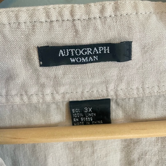 Autograph Womens Tunic Top Plus Size 3X Linen Navy Long Sleeve V-Neck RN 96639 - Picture 4 of 9